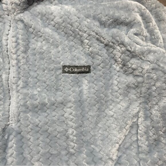 Columbia Fleece Sweater Tall Neck Light Blue XXL Teddy Bear Gorpcore Outdoors - Picture 7 of 9